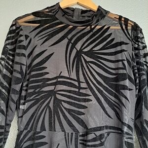 GREAT FOR A HALLOWEEN COSTUME! Sheer Black Jumpsuit With Crushed Velvet Leaves